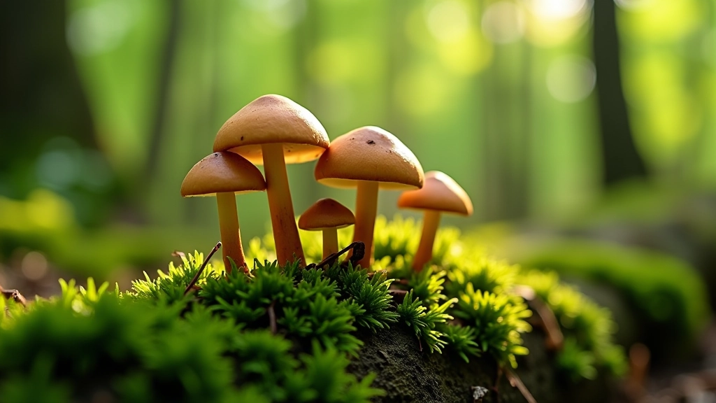 Grzyby rosnące na pniu drewna w lesie, zbliżenie na naturalne detale lasu